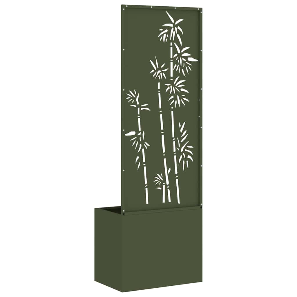 Blumentopf mit dekorativem Paneel Olivgrün 50 x 140 cm