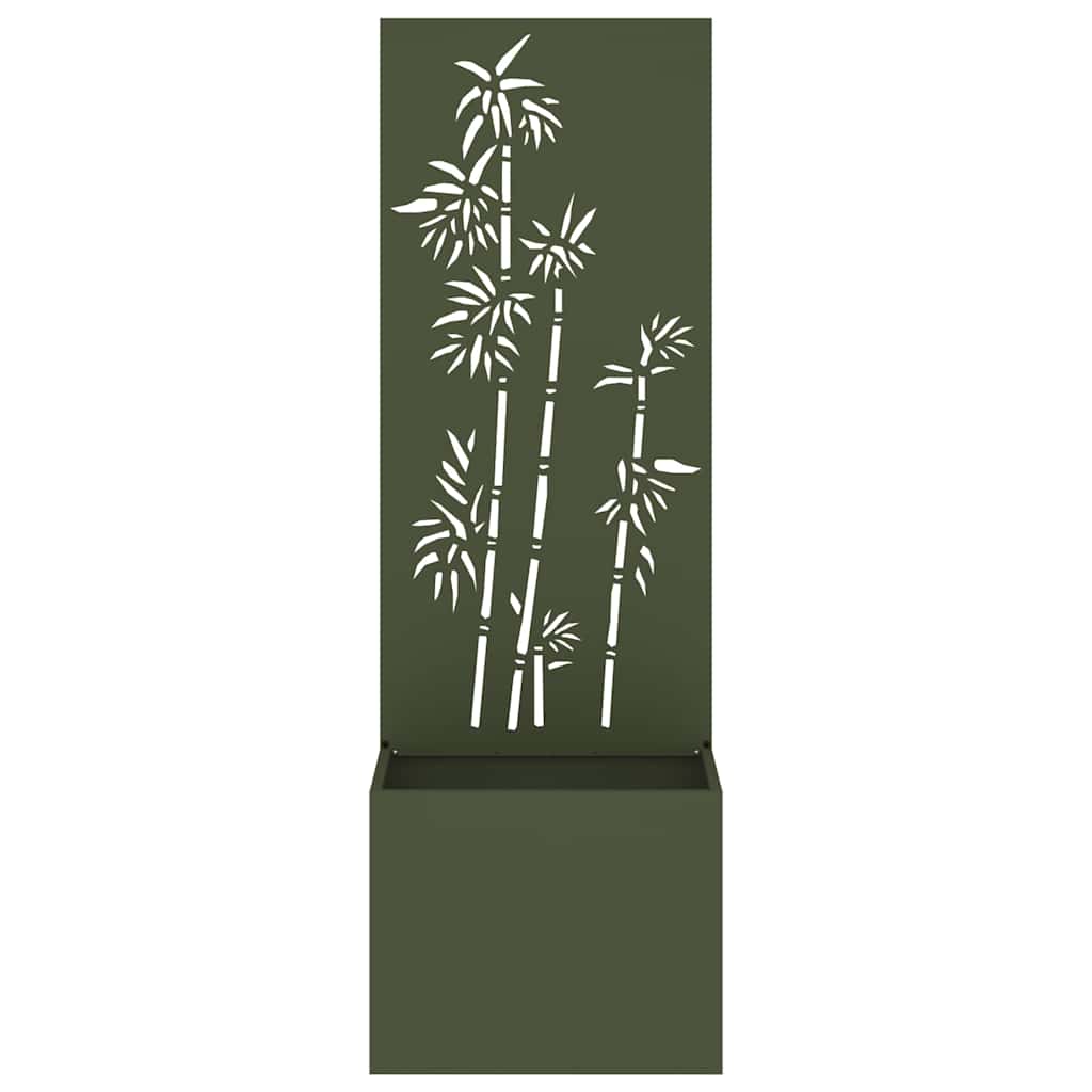 Blumentopf mit dekorativem Paneel Olivgrün 50 x 140 cm