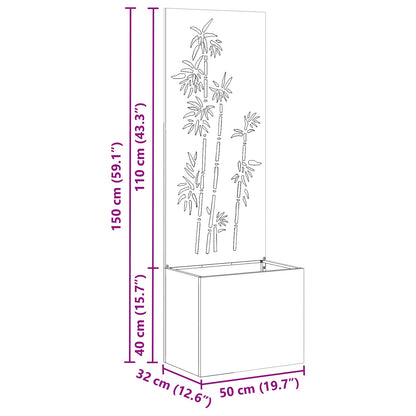 Blumentopf mit dekorativem Paneel Olivgrün 50 x 140 cm