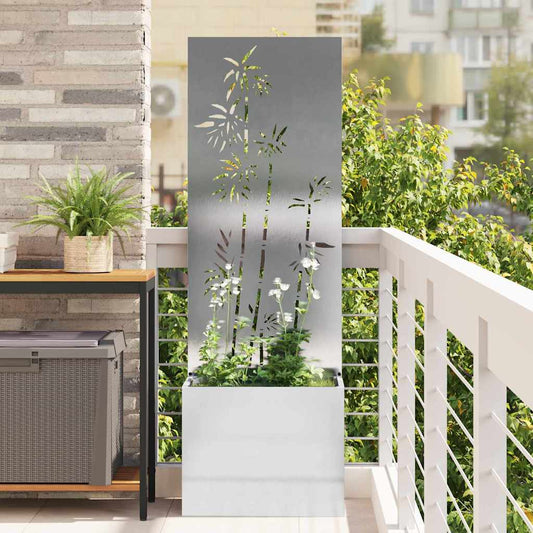 Blumentopf mit dekorativem Paneel Silber 50 x 140 cm Edelstahl