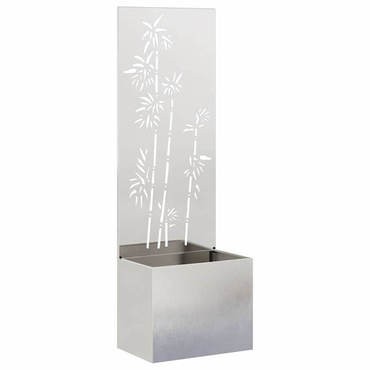 Blumentopf mit dekorativem Paneel Silber 50 x 140 cm Edelstahl