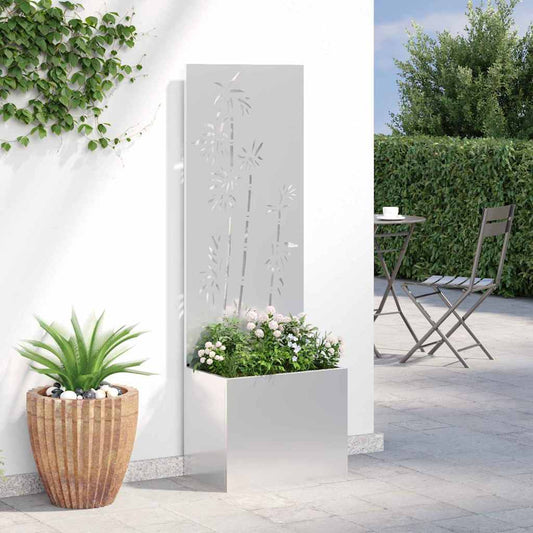 Blumentopf mit dekorativem Paneel Silber 50 x 140 cm