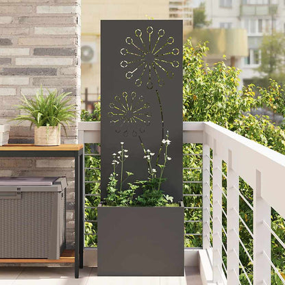 Blumentopf mit dekorativem Paneel Schwarz 50 x 140 cm