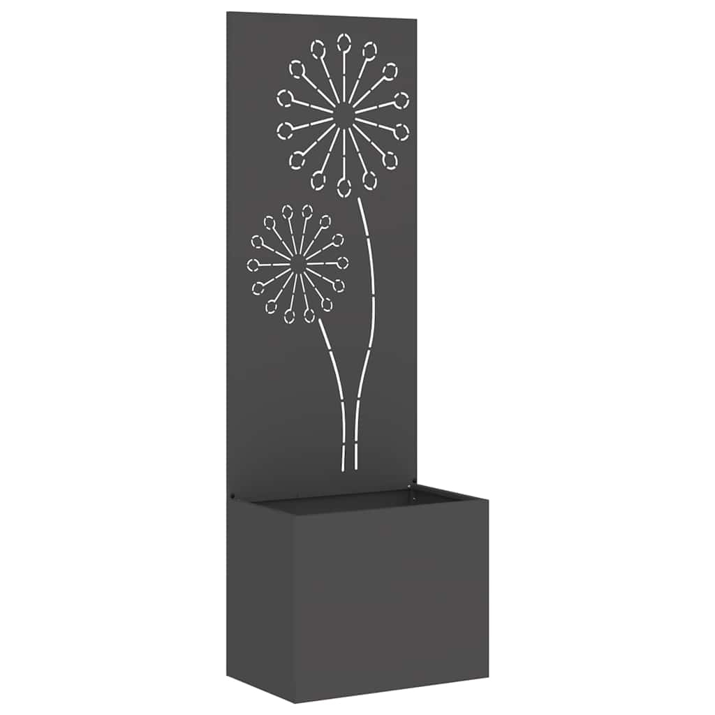 Blumentopf mit dekorativem Paneel Schwarz 50 x 140 cm