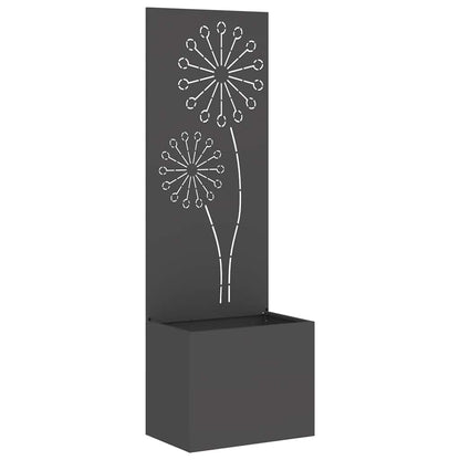 Blumentopf mit dekorativem Paneel Schwarz 50 x 140 cm