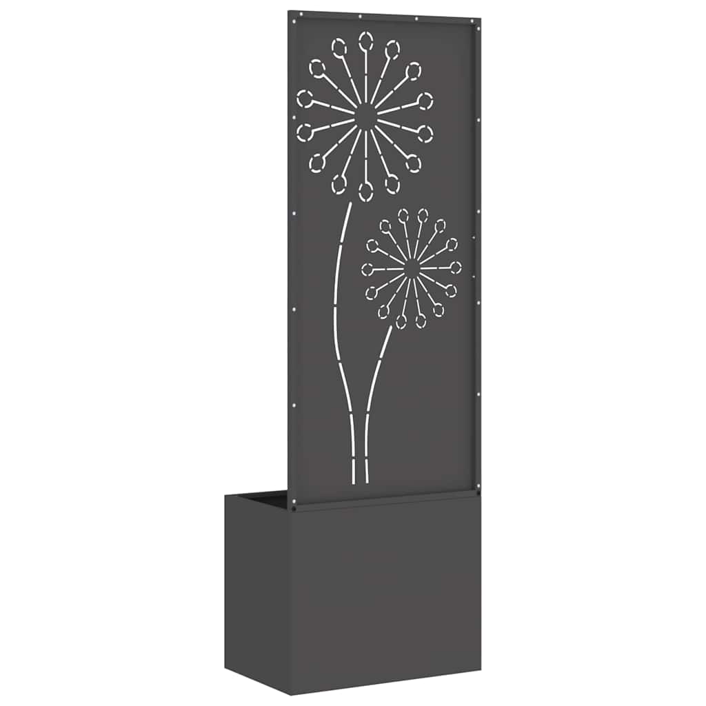 Blumentopf mit dekorativem Paneel Schwarz 50 x 140 cm