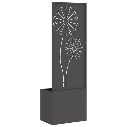 Blumentopf mit dekorativem Paneel Schwarz 50 x 140 cm
