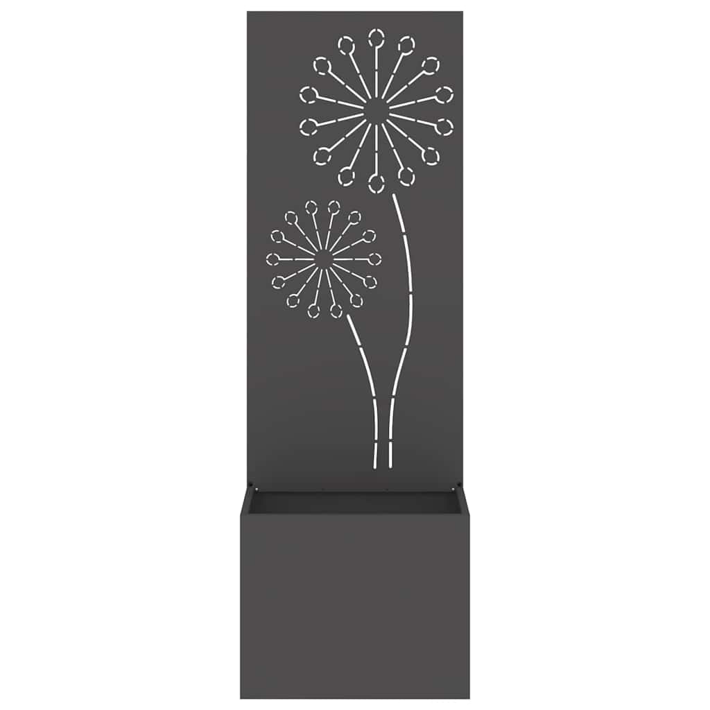 Blumentopf mit dekorativem Paneel Schwarz 50 x 140 cm