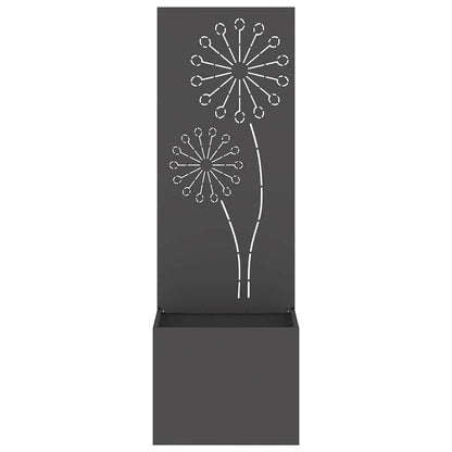 Blumentopf mit dekorativem Paneel Schwarz 50 x 140 cm