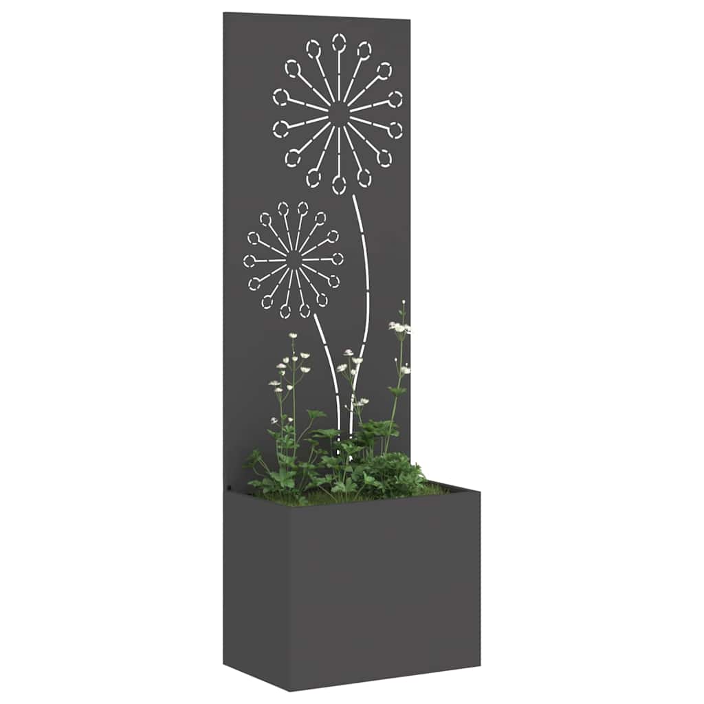 Blumentopf mit dekorativem Paneel Schwarz 50 x 140 cm