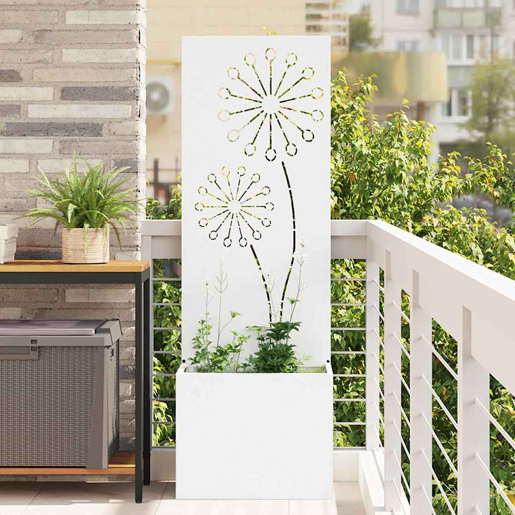 Blumentopf mit dekorativem Paneel Weiß 50 x 140 cm