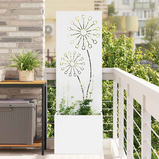 Blumentopf mit dekorativem Paneel Weiß 50 x 140 cm