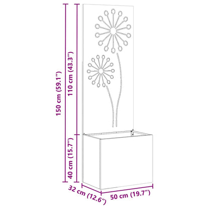 Blumentopf mit dekorativem Paneel Anthrazit 50 x 140 cm