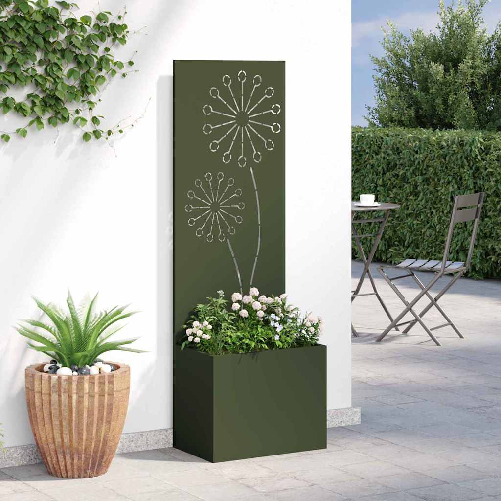 Blumentopf mit dekorativem Paneel Olivgrün 50 x 140 cm