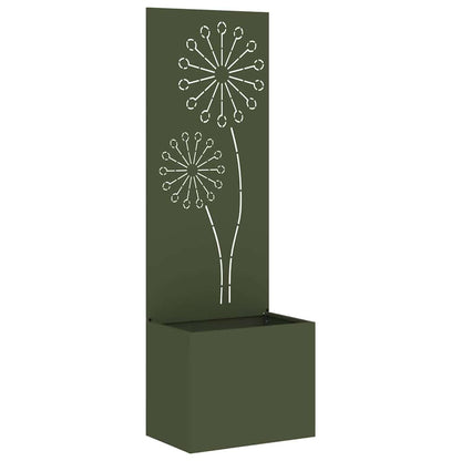 Blumentopf mit dekorativem Paneel Olivgrün 50 x 140 cm