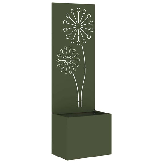 Blumentopf mit dekorativem Paneel Olivgrün 50 x 140 cm