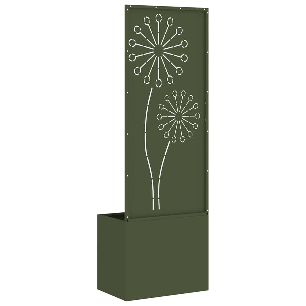 Blumentopf mit dekorativem Paneel Olivgrün 50 x 140 cm