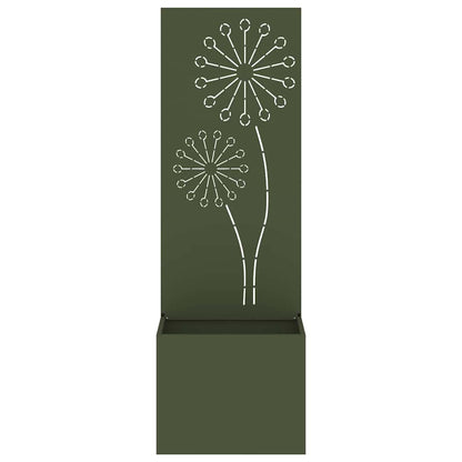 Blumentopf mit dekorativem Paneel Olivgrün 50 x 140 cm