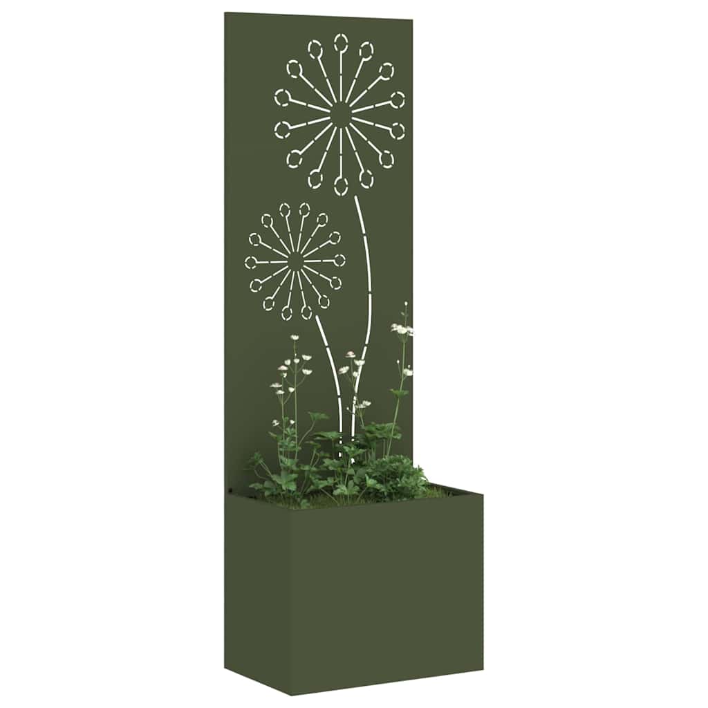 Blumentopf mit dekorativem Paneel Olivgrün 50 x 140 cm