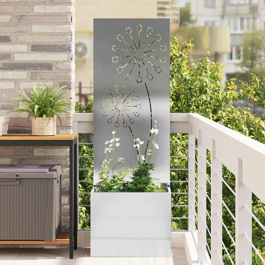 Blumentopf mit dekorativem Paneel Silber 50 x 140 cm Edelstahl