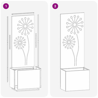Blumentopf mit dekorativem Paneel Silber 50 x 140 cm