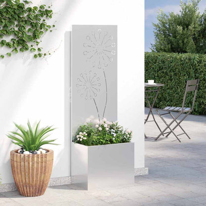 Blumentopf mit dekorativem Paneel Silber 50 x 140 cm