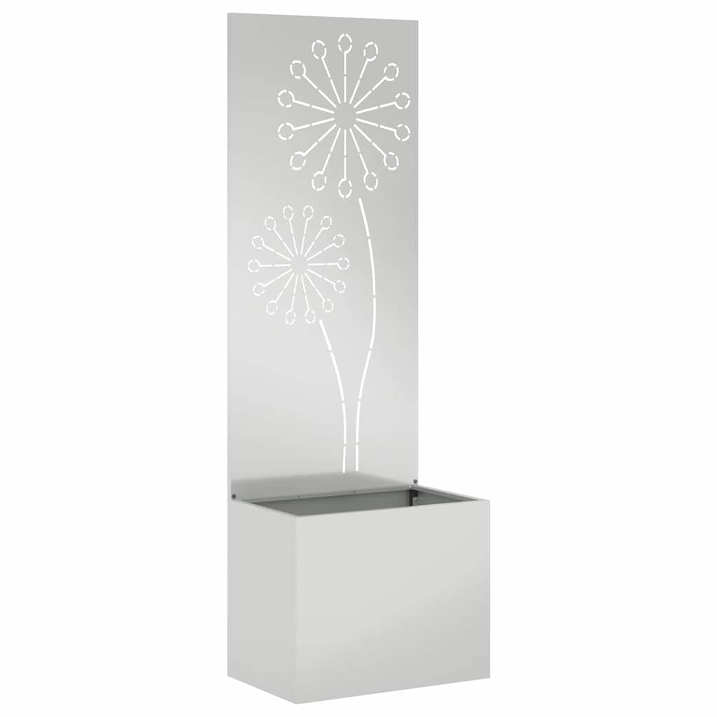 Blumentopf mit dekorativem Paneel Silber 50 x 140 cm