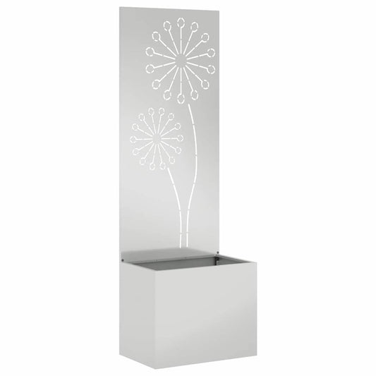Blumentopf mit dekorativem Paneel Silber 50 x 140 cm