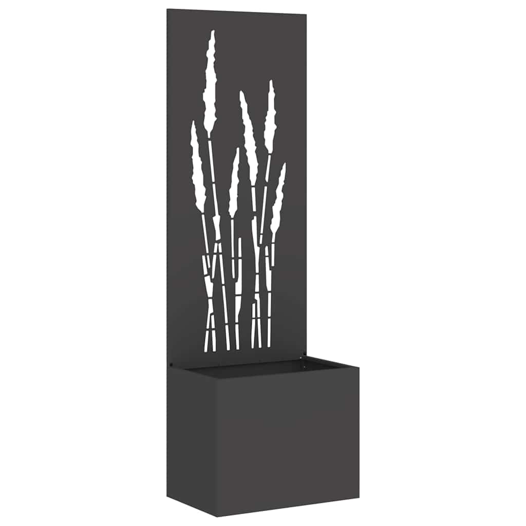 Blumentopf mit dekorativem Paneel Schwarz 50 x 140 cm
