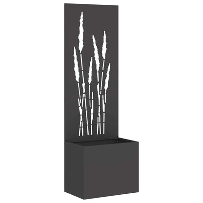Blumentopf mit dekorativem Paneel Schwarz 50 x 140 cm