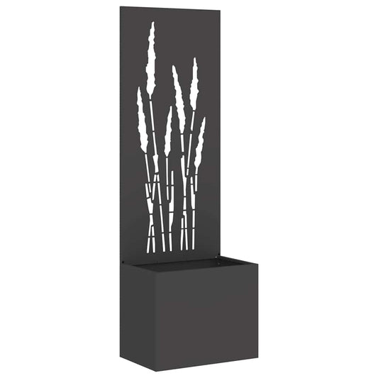 Blumentopf mit dekorativem Paneel Schwarz 50 x 140 cm