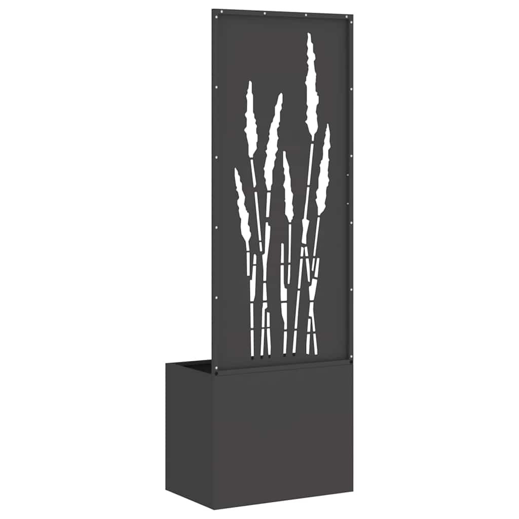 Blumentopf mit dekorativem Paneel Schwarz 50 x 140 cm
