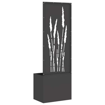 Blumentopf mit dekorativem Paneel Schwarz 50 x 140 cm
