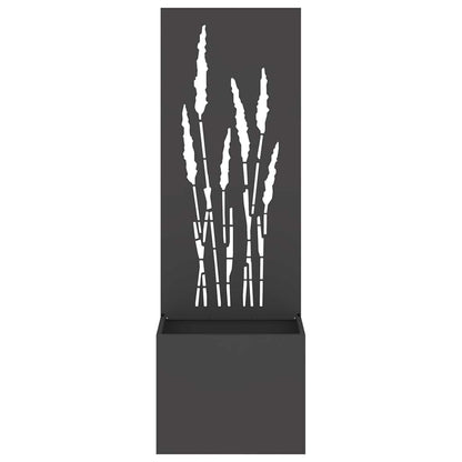 Blumentopf mit dekorativem Paneel Schwarz 50 x 140 cm