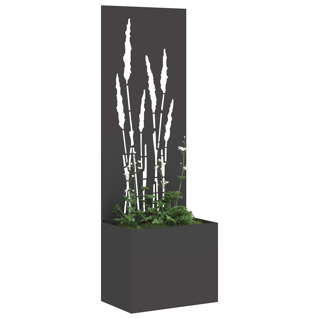 Blumentopf mit dekorativem Paneel Schwarz 50 x 140 cm