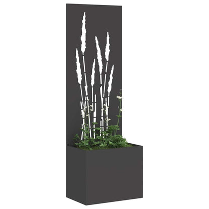 Blumentopf mit dekorativem Paneel Schwarz 50 x 140 cm