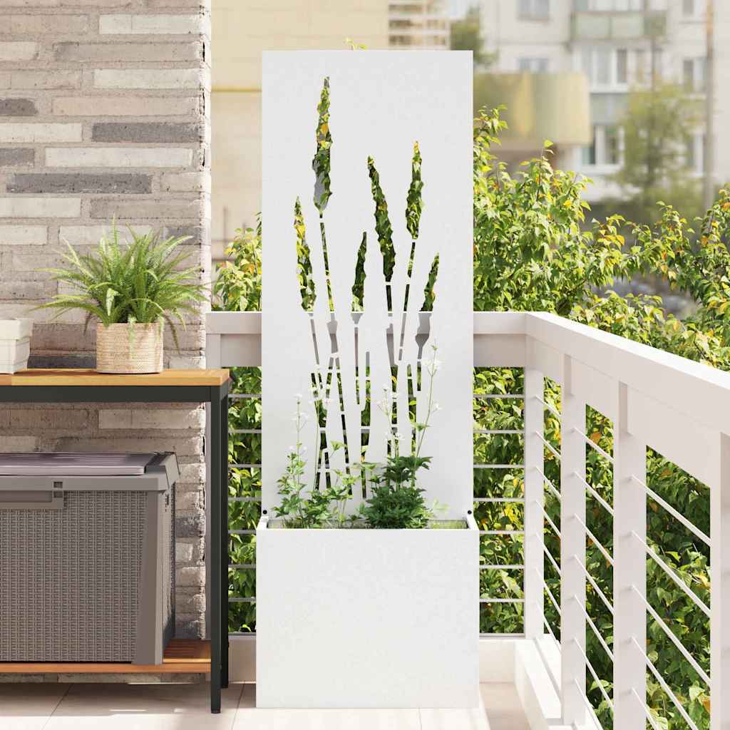 Blumentopf mit dekorativem Paneel Weiß 50 x 140 cm