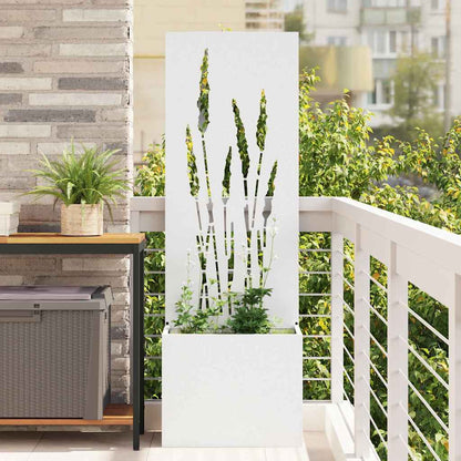 Blumentopf mit dekorativem Paneel Weiß 50 x 140 cm