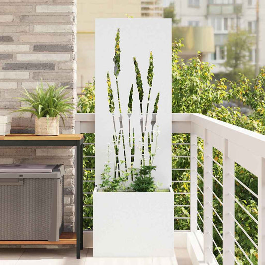Blumentopf mit dekorativem Paneel Weiß 50 x 140 cm