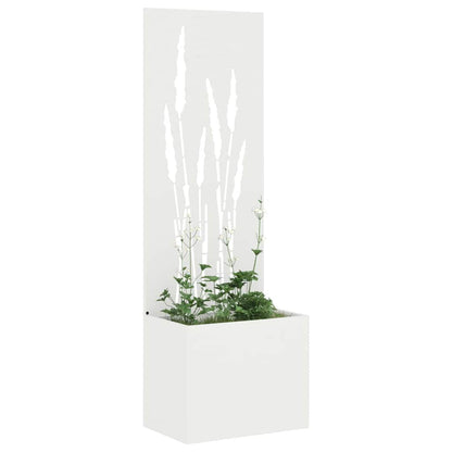 Blumentopf mit dekorativem Paneel Weiß 50 x 140 cm