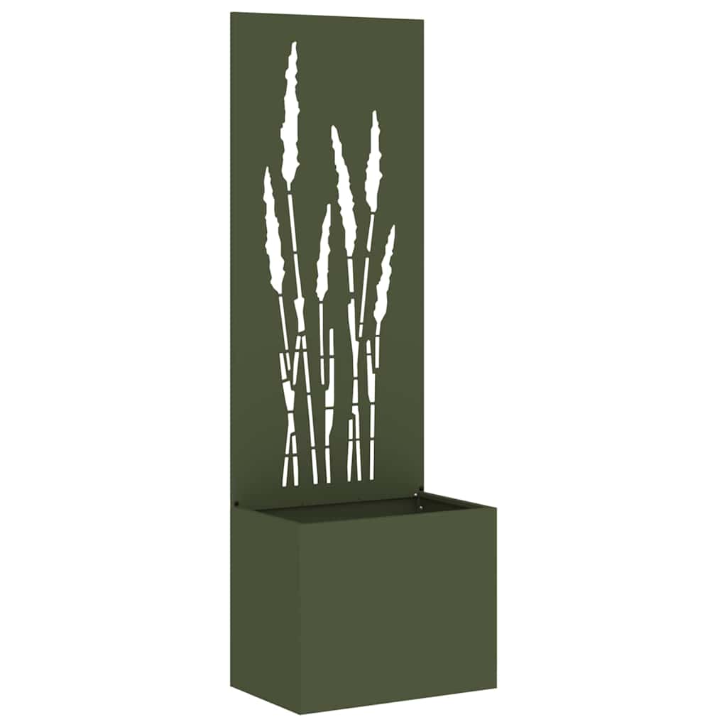Blumentopf mit dekorativem Paneel Olivgrün 50 x 140 cm