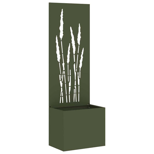 Blumentopf mit dekorativem Paneel Olivgrün 50 x 140 cm
