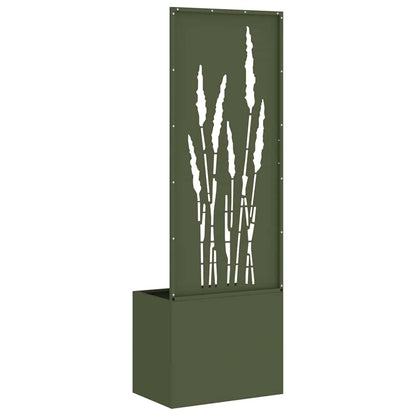 Blumentopf mit dekorativem Paneel Olivgrün 50 x 140 cm