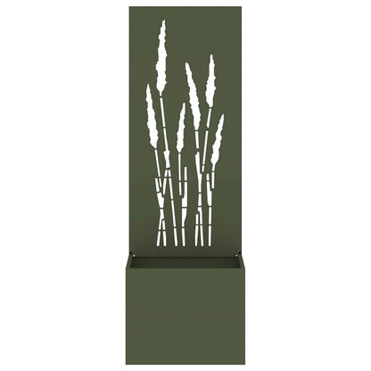 Blumentopf mit dekorativem Paneel Olivgrün 50 x 140 cm
