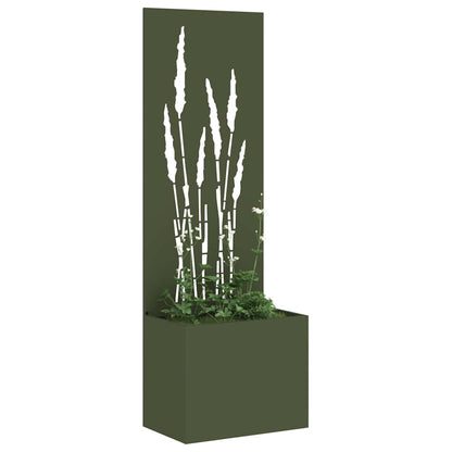 Blumentopf mit dekorativem Paneel Olivgrün 50 x 140 cm