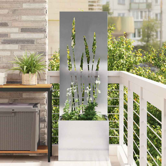 Blumentopf mit dekorativem Paneel Silber 50 x 140 cm Edelstahl