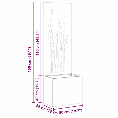 Blumentopf mit dekorativem Paneel Silber 50 x 140 cm Edelstahl