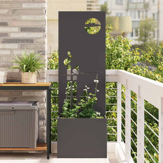 Blumentopf mit dekorativem Paneel Schwarz 50 x 140 cm