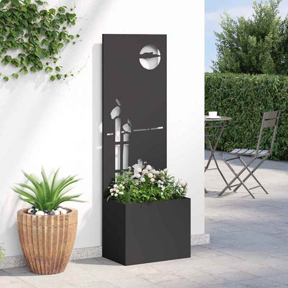 Blumentopf mit dekorativem Paneel Schwarz 50 x 140 cm