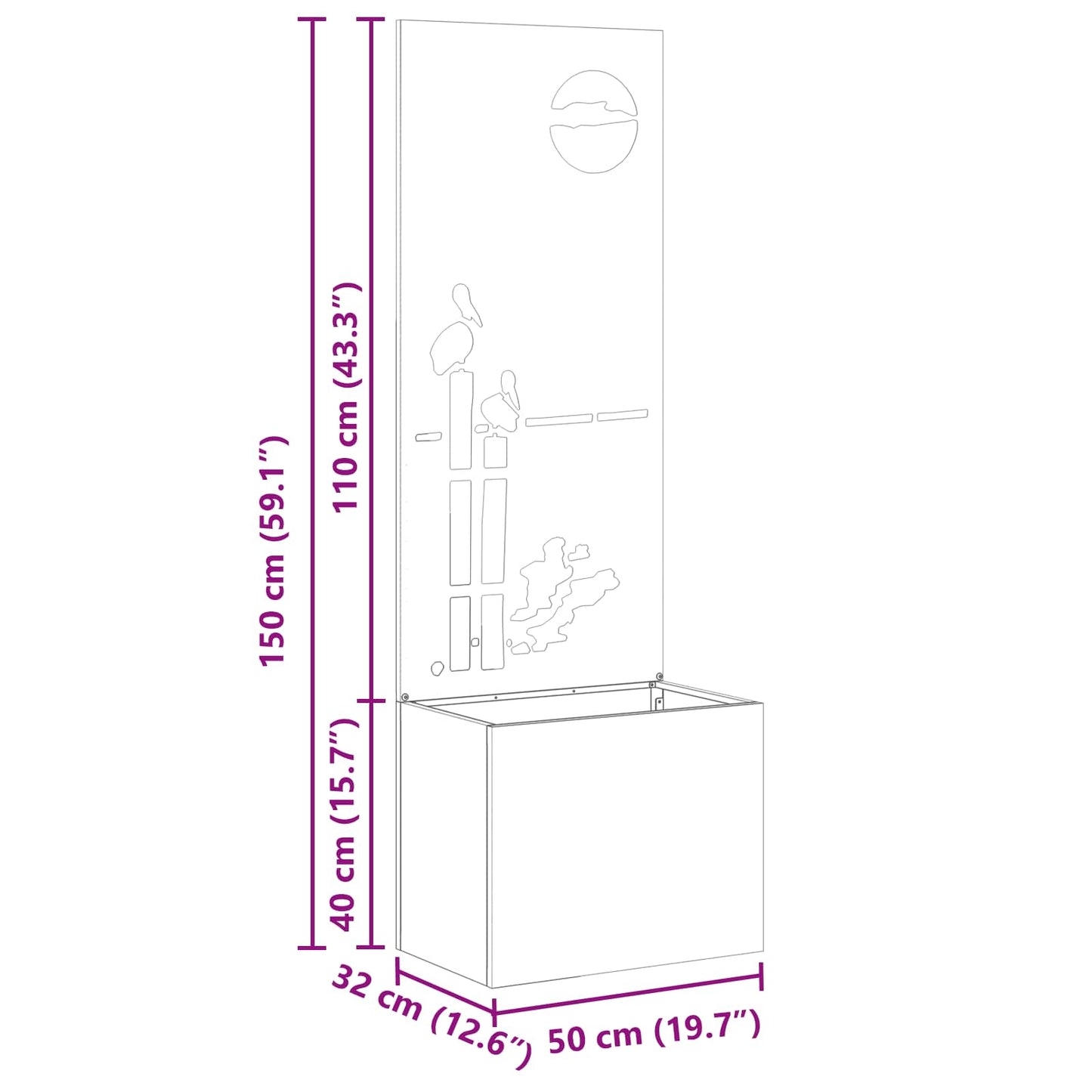 Garten Sichtschutz-Leinwand Schwarz 50 x 140 cm